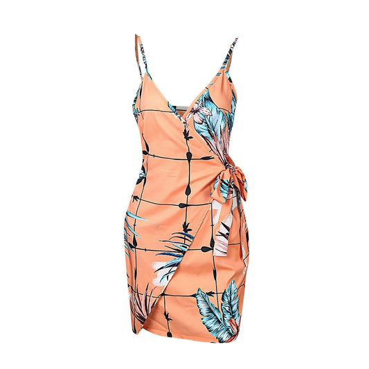 Vestido Curto Estampado de Verão com Renda