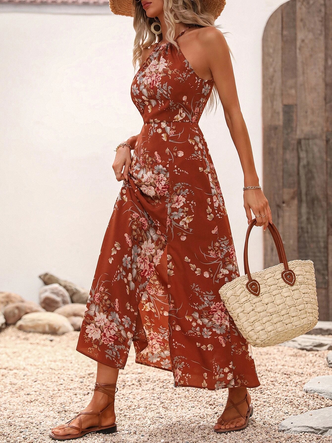 Vestido de Verão Floral Slim Fit
