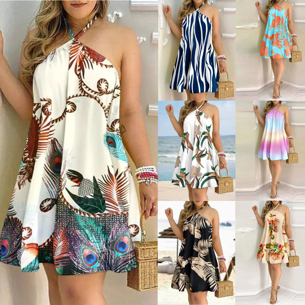 Vestido Curto Floral Halter Boho