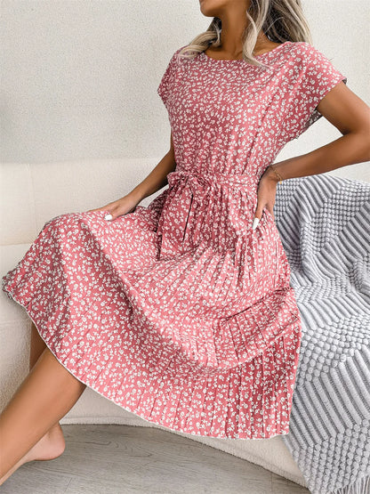 Vestido Curto Estampado em Chiffon