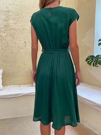 Vestido Midi de Chiffon com Cinto Ryvei