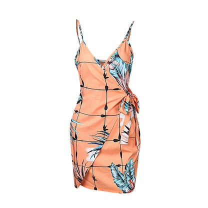 Vestido Curto Estampado de Verão com Renda