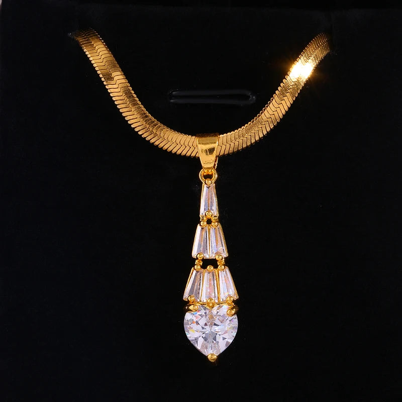 1 Piece Fashion Transparent Tassel Love Heart Tower Pendant Necklace for Women Anniversary Gift for Family
