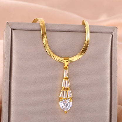 1 Piece Fashion Transparent Tassel Love Heart Tower Pendant Necklace for Women Anniversary Gift for Family