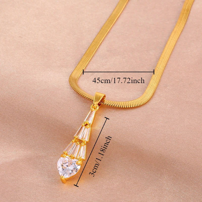 1 Piece Fashion Transparent Tassel Love Heart Tower Pendant Necklace for Women Anniversary Gift for Family