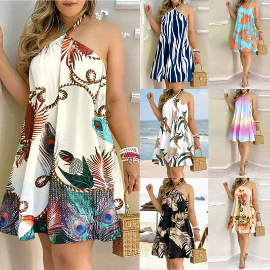 Vestido Curto Floral Halter Boho