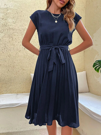 Vestido Midi de Chiffon com Cinto Ryvei