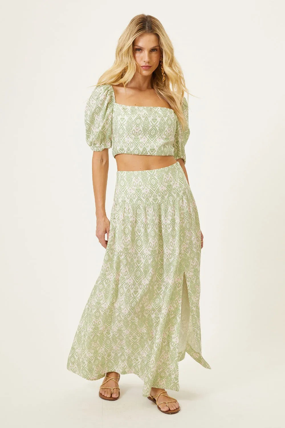 Saia Estampada Pérola Verde