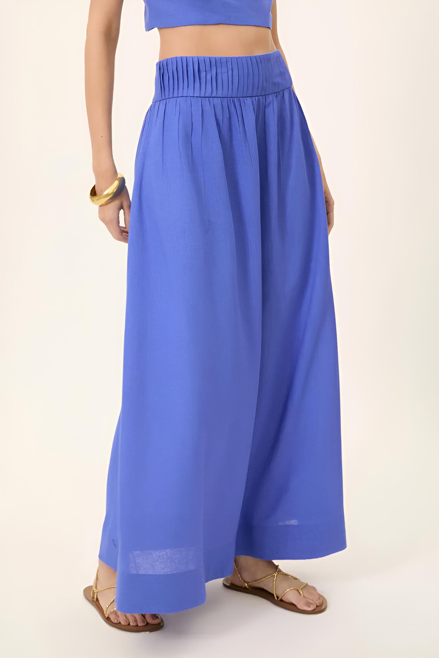 Saia Longuete RYVEI com Pregas e Forro