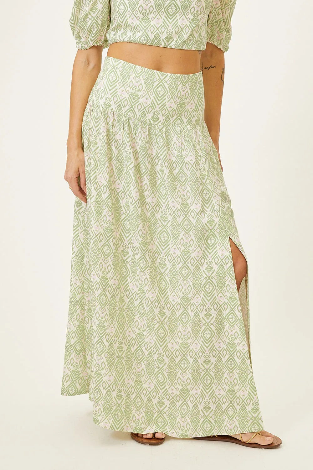 Saia Estampada Pérola Verde