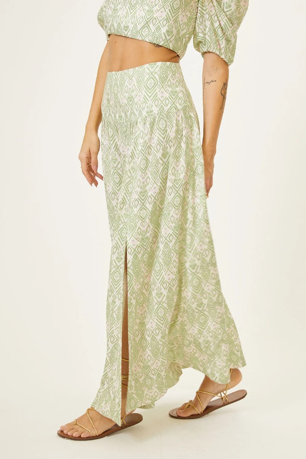 Saia Estampada Pérola Verde