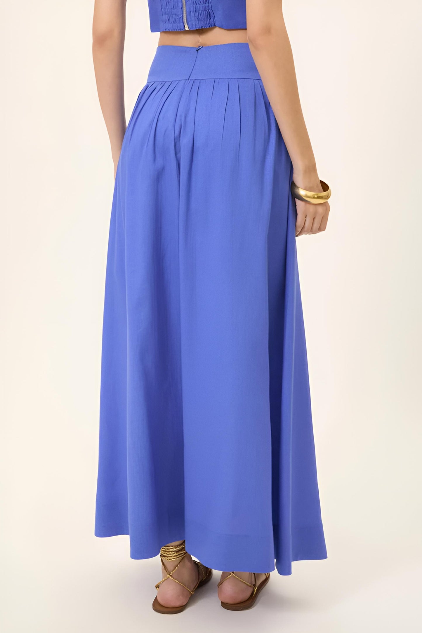 Saia Longuete RYVEI com Pregas e Forro