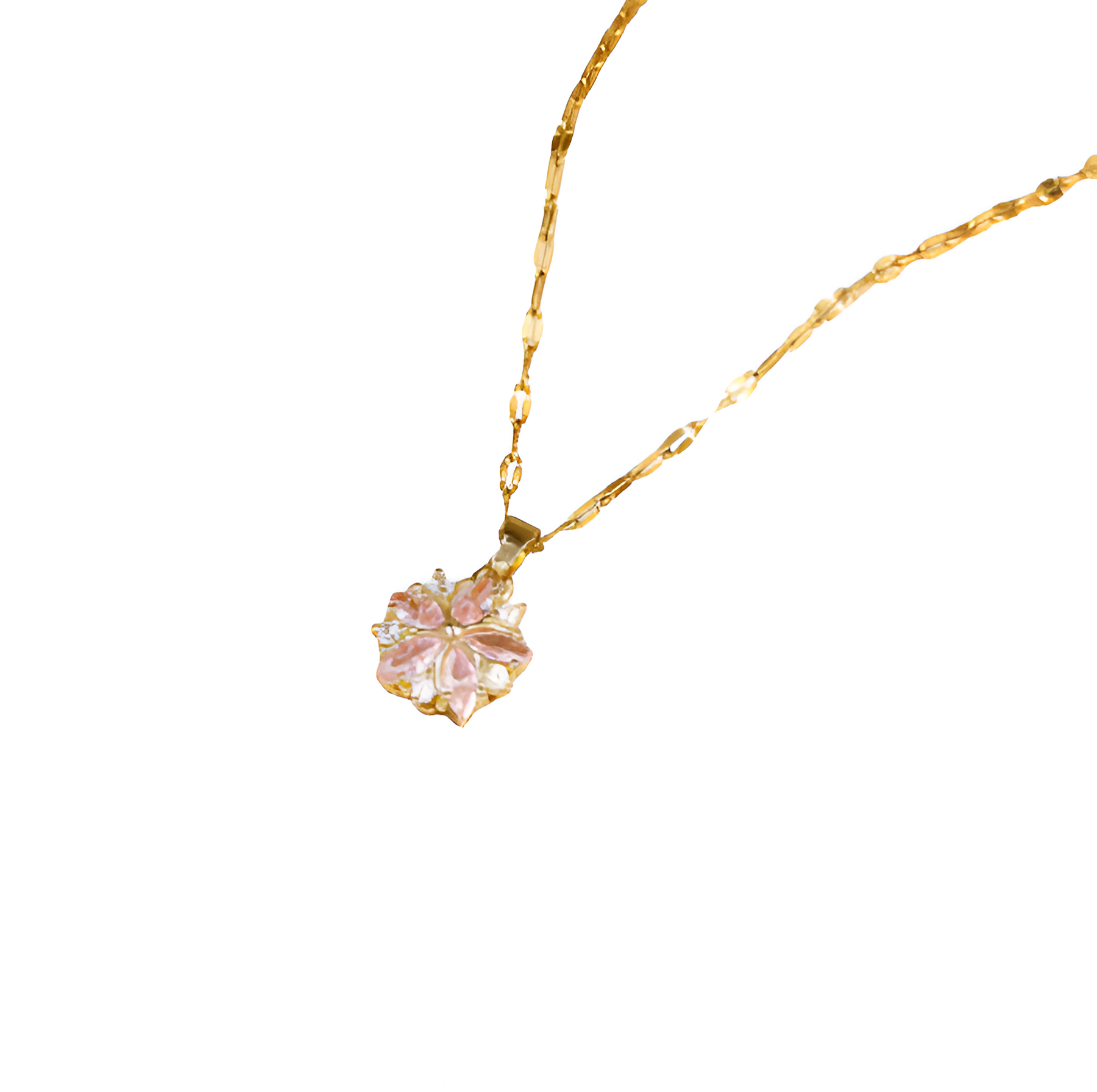 Colar Sakura Dourado com Pingente Flor em Zircônia